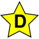 Yellow 5-pointed star with letter D
