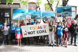 Coral not coal protest at India Finance Minister Arun Jaitley Visit to Australia (25563929593).jpg