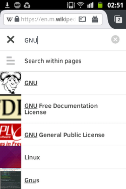 Firefox for Mobile 38.0.5 on Android 2.3.6 showing Wikipedia search box suggestions.png
