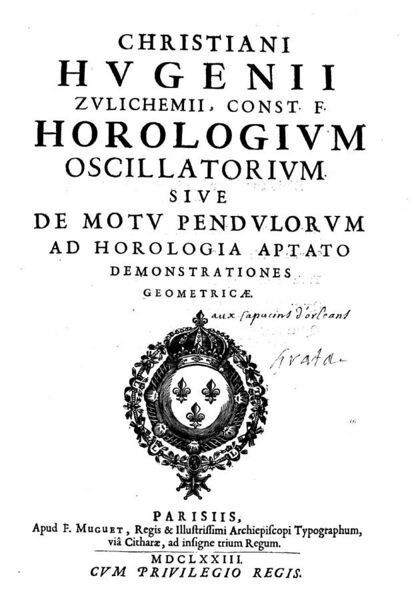 File:Huygens - Horologium oscillatorium, sive De motu pendulorum ad horologia aptato demonstrationes geometricae, 1673 - 869780.jpeg