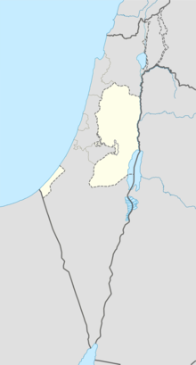 Map showing the location of the Cave of the Patriarchs within the West Bank and the State of Palestine