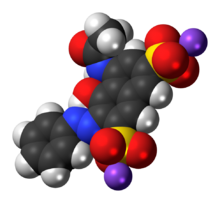 Space-filling model of the Red 2G molecule as a sodium salt