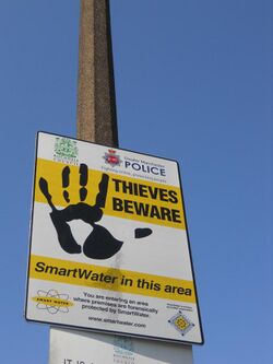 SmartWater sign - thieves beware - on a pole.jpg
