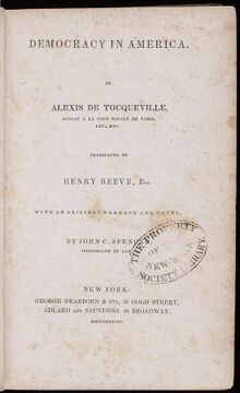 Democracy in America by Alexis de Tocqueville title page.jpg