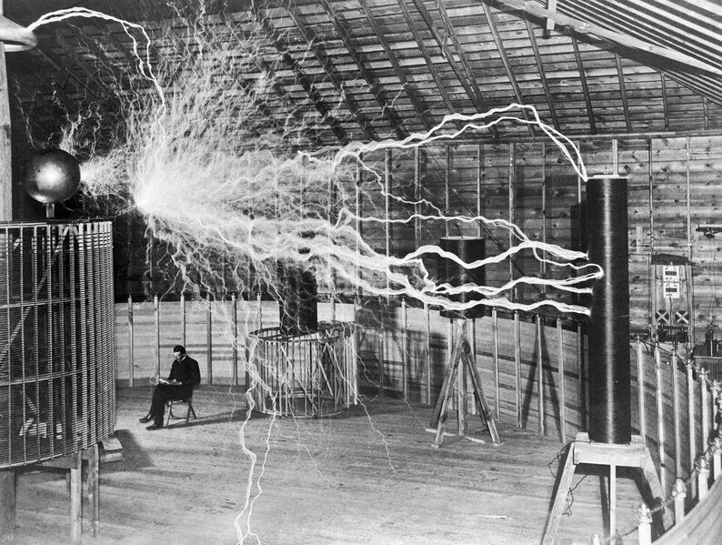 File:Nikola Tesla, with his equipment EDIT.jpg