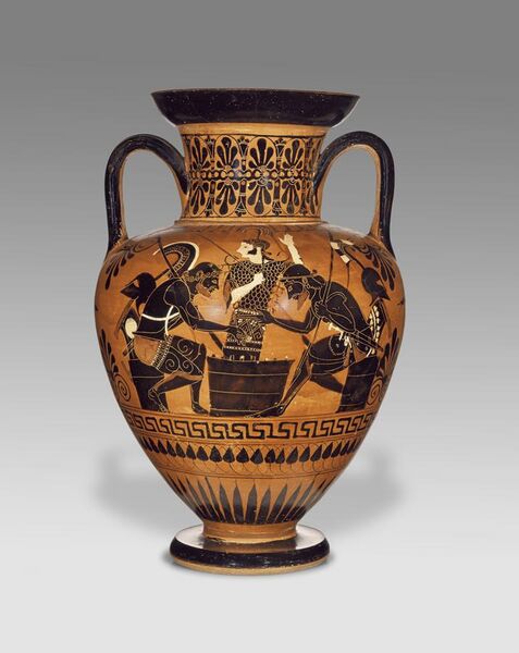 File:Attic Black-Figure Neck Amphora - Achilles and Ajax playing a board game overseen by Athena.jpg