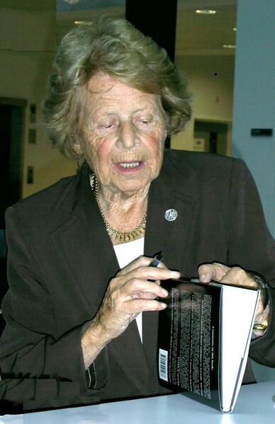 File:Dame Kathleen Ollerenshaw signing book.jpg