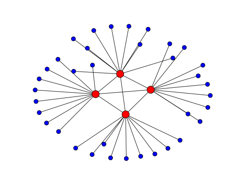 File:Disassortative network demonstrating the Rich Club effect.png