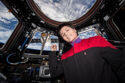 ISS-43 Samantha Cristoforetti in the Cupola indicates SpaceX CRS-6.jpg