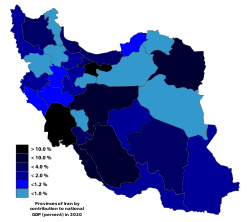Provinces of Iran by contribution to national GDP.svg