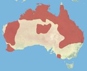 West Western Australia, northern North Australia, and eastern Australia except Victoria
