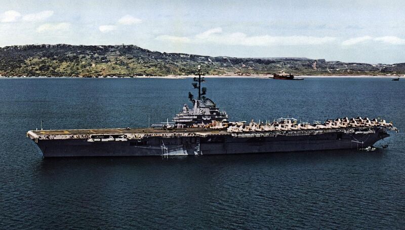 File:USS Hornet (CVA-12) at anchor in 1958.jpg