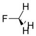 Skeletal structure of fluoromethane.