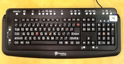 This MAGic large-print keyboard has tactile elements and special keys for the visually impaired