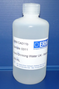 A natural river water certified reference material in its polythene bottle after production