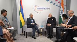 The Prime Minister, Shri Narendra Modi meeting the Prime Minister of Mauritius, Mr. Pravind Jugnauth, on the sidelines of CHOGM 2018, in London on April 19, 2018 (2).JPG