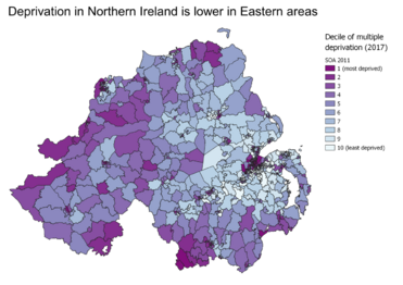 Map of deprivation in Northern Ireland