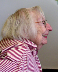 Face of a smiling elderly woman
