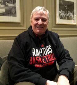 Picture of Jim Woodgett at a Toronto Raptors basketball game