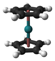 Ball-and-stick model of ruthenocene molecule