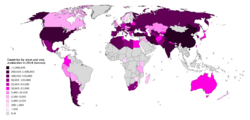 Countries by plum and sloe production in 2016.png