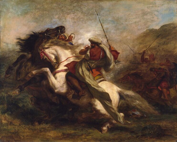 File:Eugène Delacroix - Collision of Moorish Horsemen - Walters 376.jpg