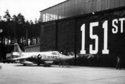 F-104A in front of hangar at Ramstein Air Base, West Germany