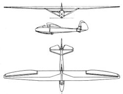 Göppingen Gö 1 Wolf 3-view drawing from L'Aerophile March 1937.jpg