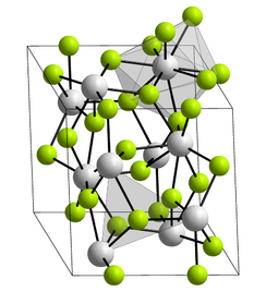 Unit cell, ball and stick model of plutonium(III) fluoride