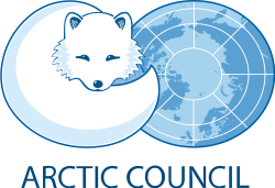 A logo consisting of a circular illustration of an arctic fox overlapping with a circular world map to form an infinity symbol.