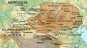 Core territories of the Rouran Khaganate in Eastern Asia