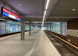 Mellunmäki metro station platform (Helsinki, Finland) September 2023.jpg