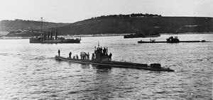 Both members of the U-3 class, SM U-3 (front) and SM U-4 (right rear), are seen here in this undated photograph.