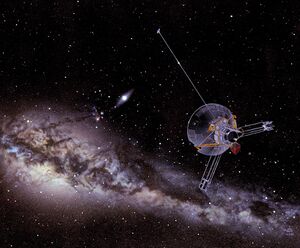 An artist's impression of a Pioneer spacecraft on its way to interstellar space.jpg