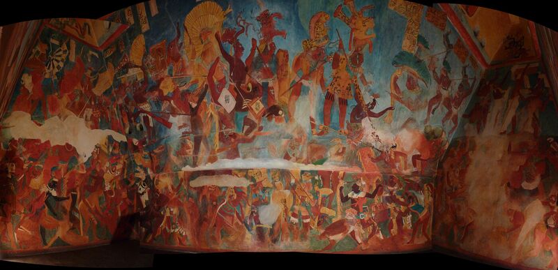 File:Reproduction of Bonampak murals (panorama).JPG