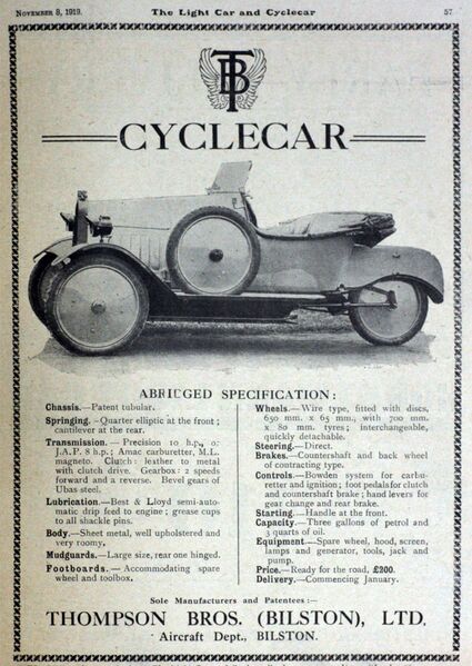 File:T.B. - Advert for three wheeled cyclecare from Thomson Brothers 1919-24.jpg