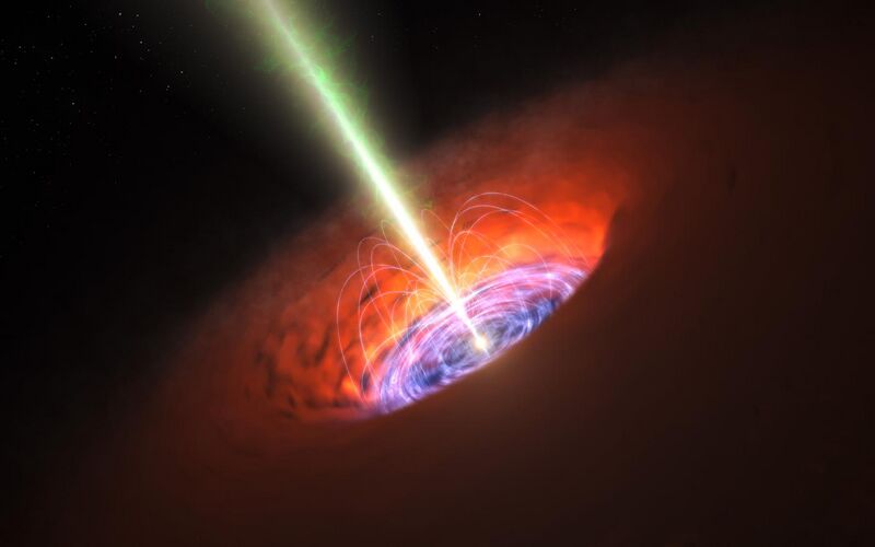File:Artist impression of a supermassive black hole at the centre of a galaxy.jpg