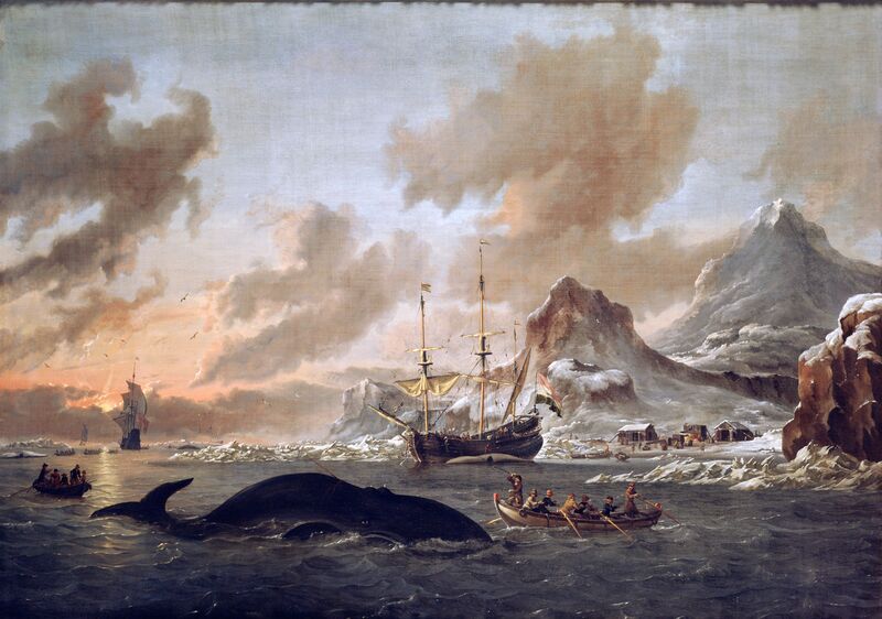 File:Walvisvangst bij de kust van Spitsbergen - Dutch whalers near Spitsbergen (Abraham Storck, 1690).jpg