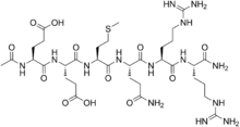Stereo, skeletal formula of acetyl hexapeptide-8