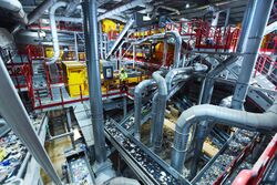 Photograph of the interior workings of a recycling plant