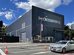 Construction site of new underground Roma Street railway station for Cross River Rail, April 2021 in Brisbane, 02.jpg