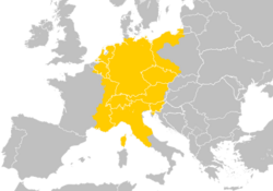 Holy Roman Empire at its territorial apex (per consensus).svg