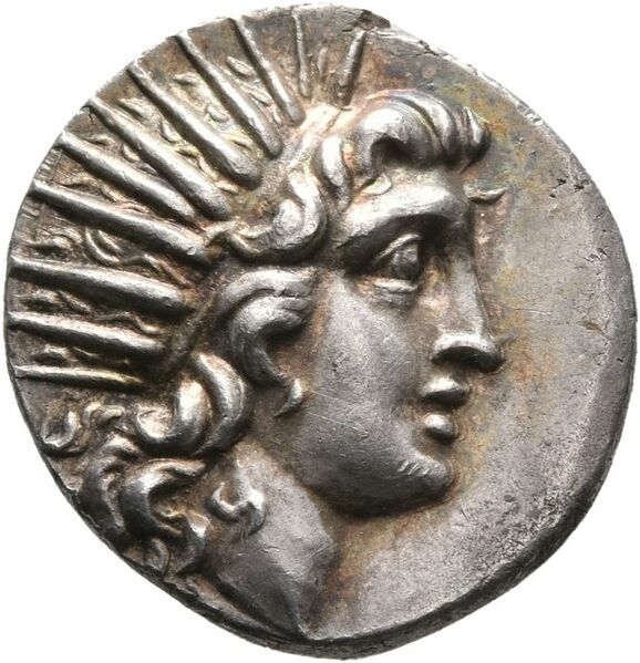 File:Münze aus Rhodos, 170-150 v. Chr. Vorderseite.jpg