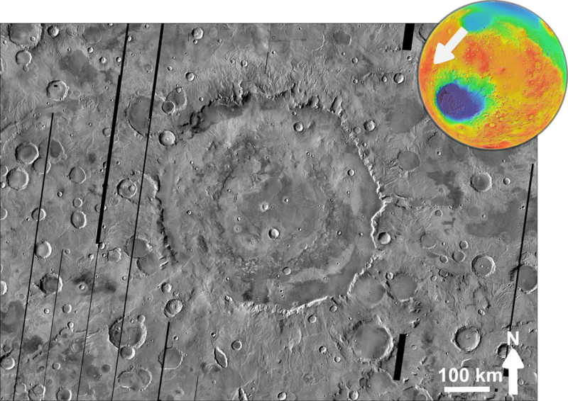 File:Martian impact crater Huygens based on THEMIS Day IR.png