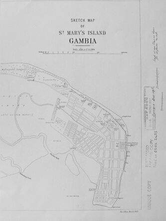 Sketch Map of St Mary's Island, Gambia, War Office, March 1909 2.jpg