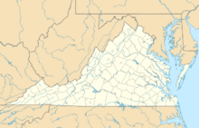 Map showing the location of Shenandoah Caverns