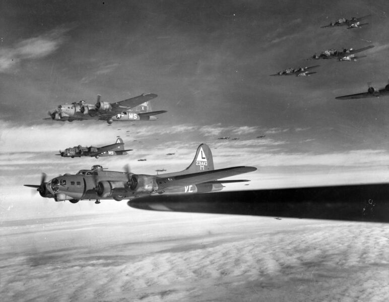 File:B-17Gs 381st BG en route to target c1944.jpg