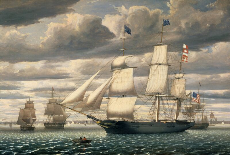 File:Clipper Ship Southern Cross Leaving Boston Harbor 1851.jpeg