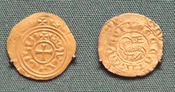 Two crusader gold bezants minted in the Kingdom of Jerusalem in the 1250s.jpg