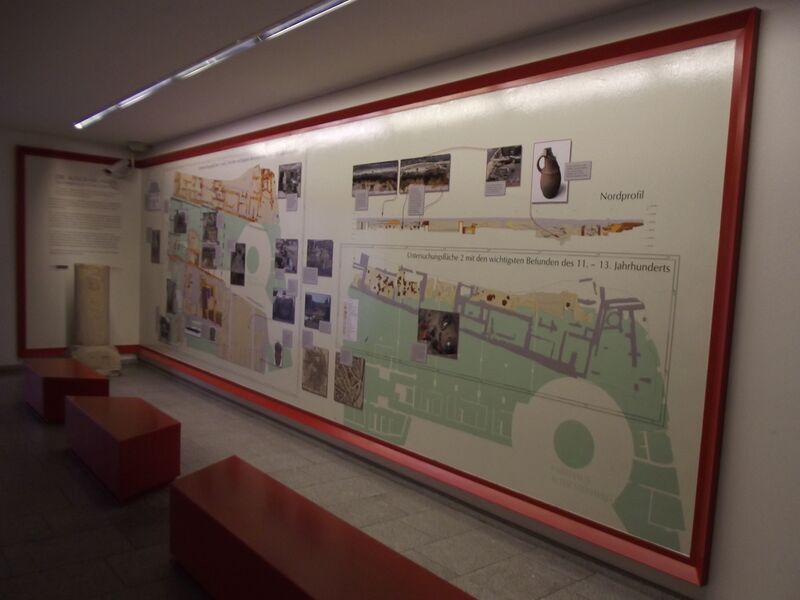 File:Exhibition in a multi-storey car park on archological discoveries having been made during construction.JPG
